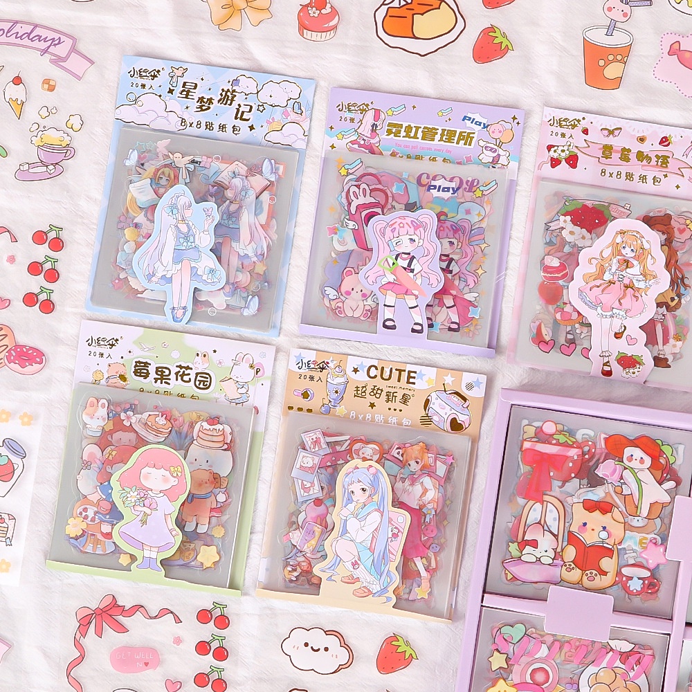 Sticker Dán Trang Trí Nhật Ký DIY Hình Hoạt Hình Dễ Thương
