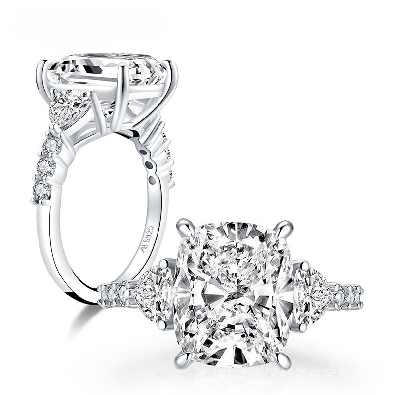 Nhẫn nữ tinh khiết bạc, cao carbon nhân tạo nhẫn nữ 8 carat Kim cương, bạc tinh khiết micro-kim cương Kim cương trang sức, nhẫn cưới, nhẫn đính hôn