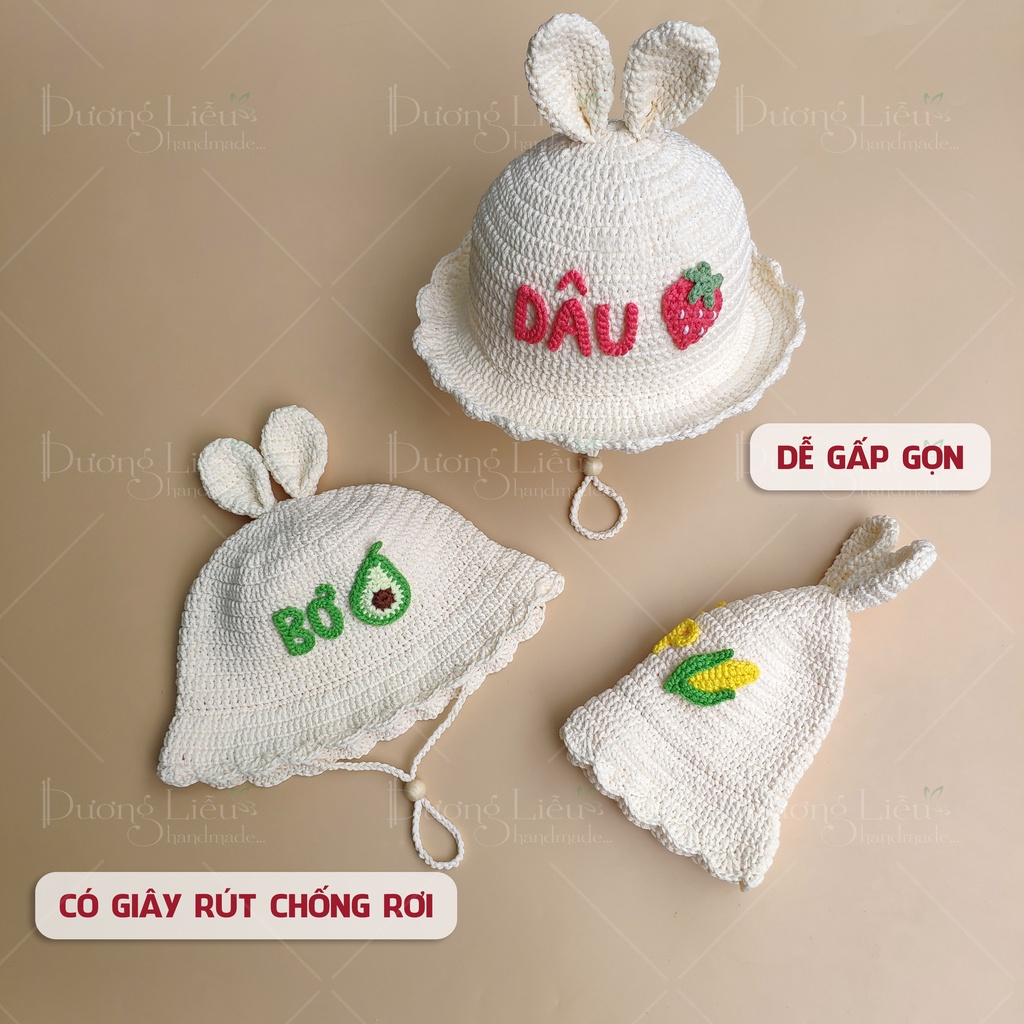 Nón Trái Cây Tai Thỏ Handmade Cho Bé (Có Gắn Tên Theo Yêu Cầu)