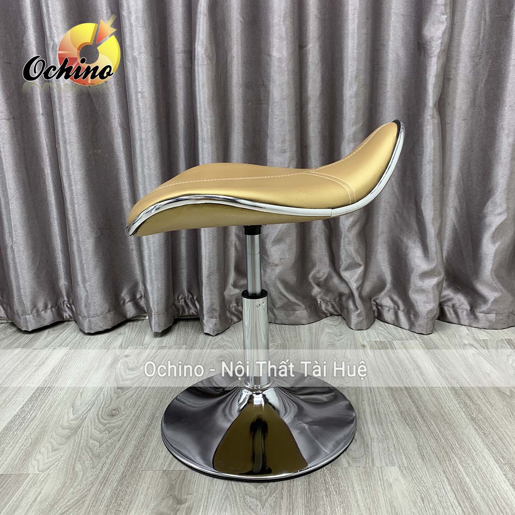 Ghế bàn Trang điểm Hiện Đại, Ghế Bàn Phấn Bọc Da Mẫu Da cá Không Tựa Tỉnh Chỉnh Độ Chân Thấp 30-50 Và Xoay 360 Độ