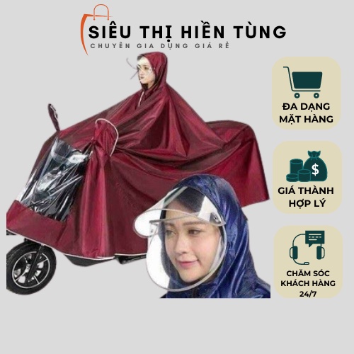 Áo mưa phản quang 1 và 2 đầu cho người lớn-kèm chụp gương và kính cao cấp, kiểu dáng gọn gàng-Tiện lợi