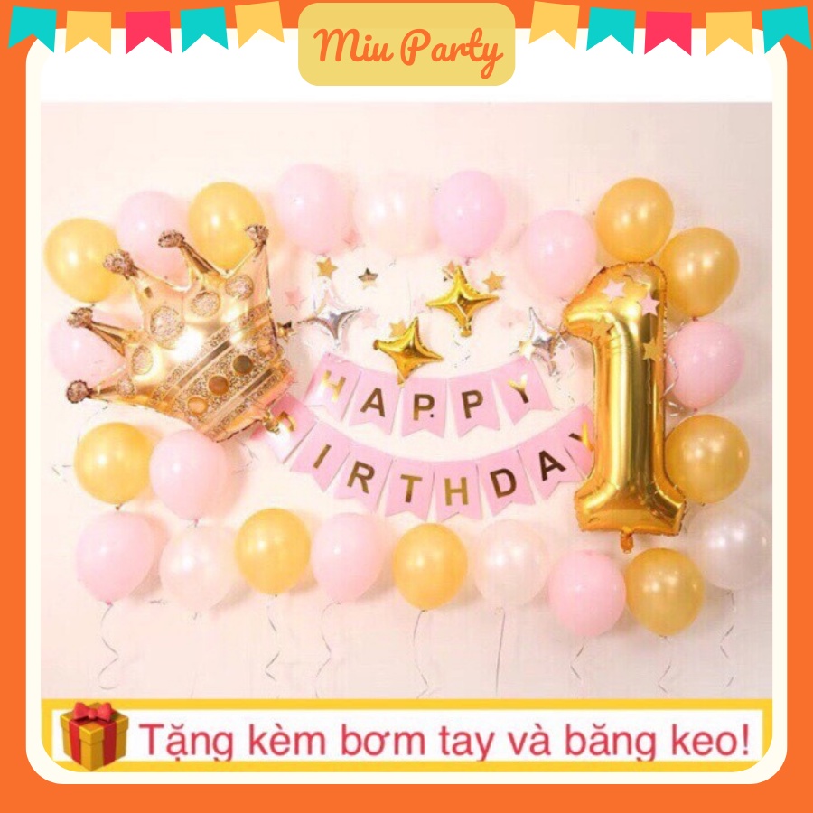Set bong bóng trang trí sinh nhật phong cách Hàn Quốc tông màu pastel sang chảnh - Miubabyclothing