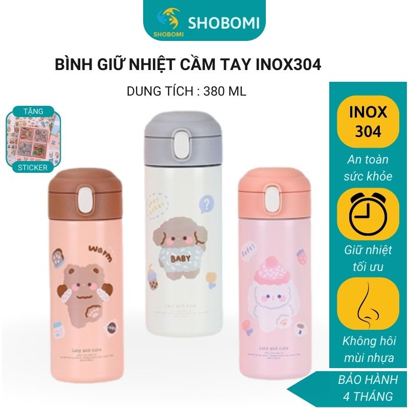Bình giữ nhiệt nhỏ gọn cute SHOBOMI cho học sinh sinh viên,bình mini cầm tay inox 304 giữ nhiệt từ 8 đến 12 tiếng BGN1