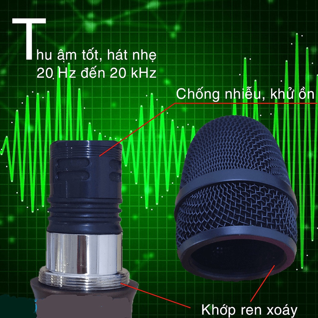 Micro karaoke không dây shubole k8 vỏ micro kim loại chắc chắn hát hay nhẹ tiếng vô địch trong tầm giá