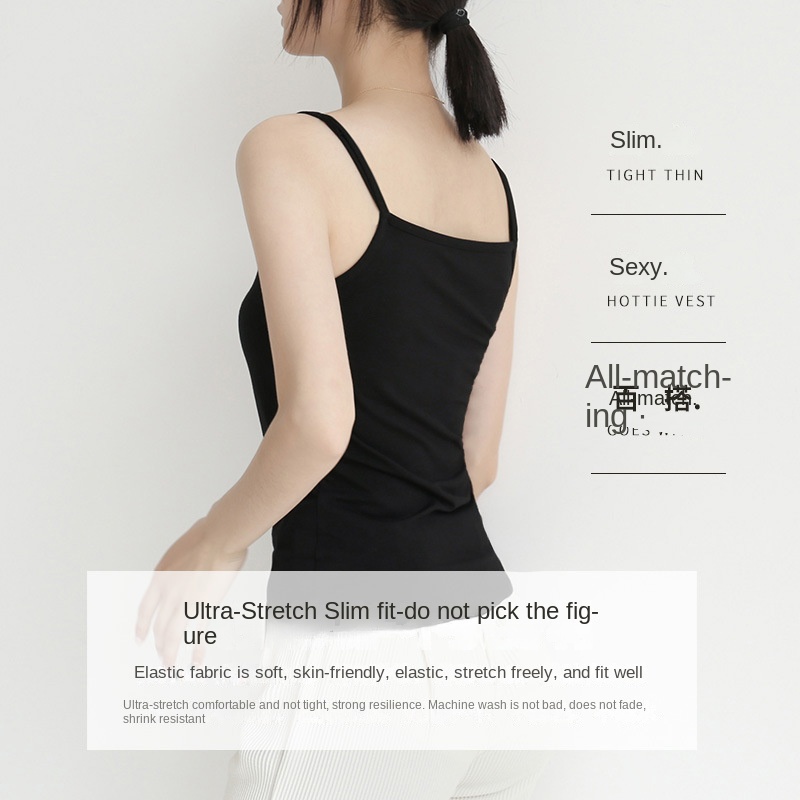 Áo Hai Dây Modal Mỏng Màu Đen Thời Trang Mùa Hè Cho Nữ