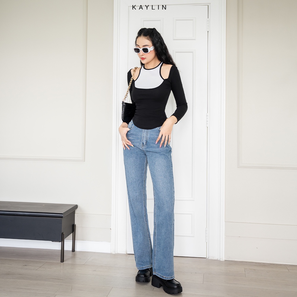 Quần jean dáng suông họa tiết hoa phong cách KAYLIN - N1839