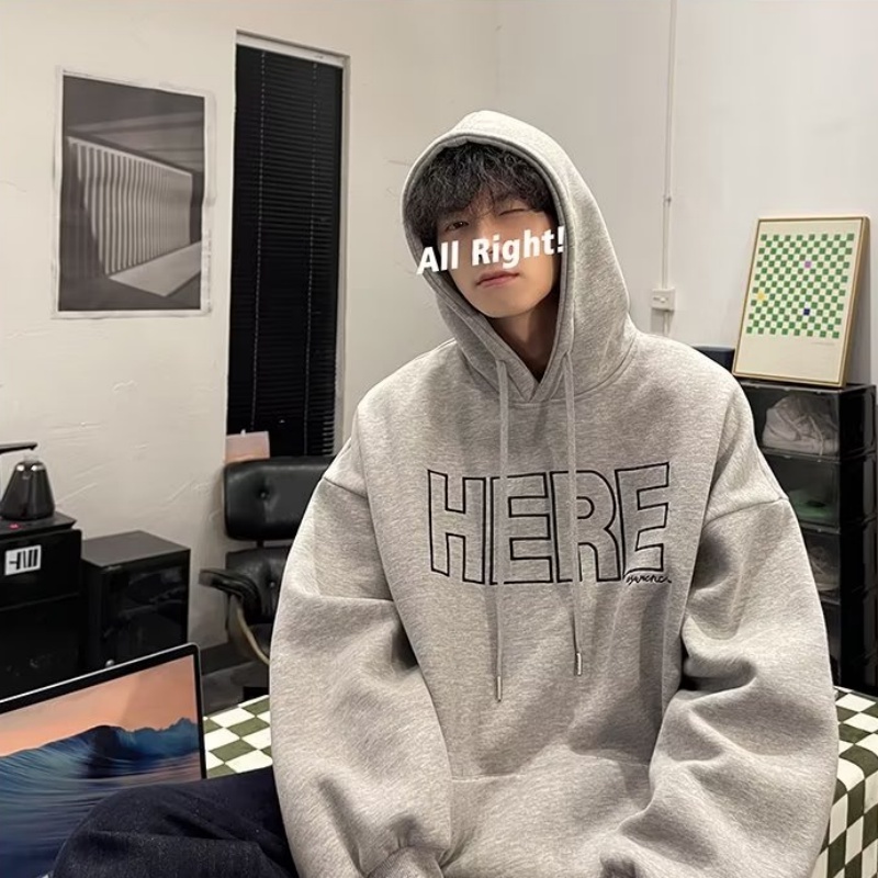 Áo Hoodie Dáng Rộng Có In Chữ Thời Trang Phong Cách Hàn Quốc Cho Nam