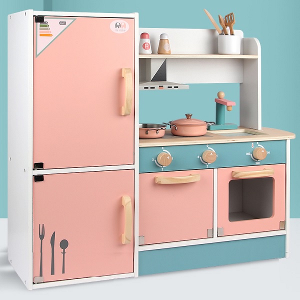 bộ đồ chơi kệ bếp gỗ kèm tủ lạnh cho bé - bộ đồ chơi kệ bếp gỗ kèm tủ lạnh