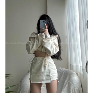 Set 3 món áo khoác zip lửng- Váy - Bra ( Có bán tách set)