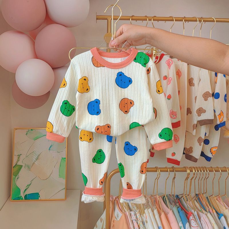 Bộ Cotton Dài Tay mặc nhà Cho Bé Trai bé Gái Nhiều Màu,Hàng Quản Châu , Chất Thông Hơi