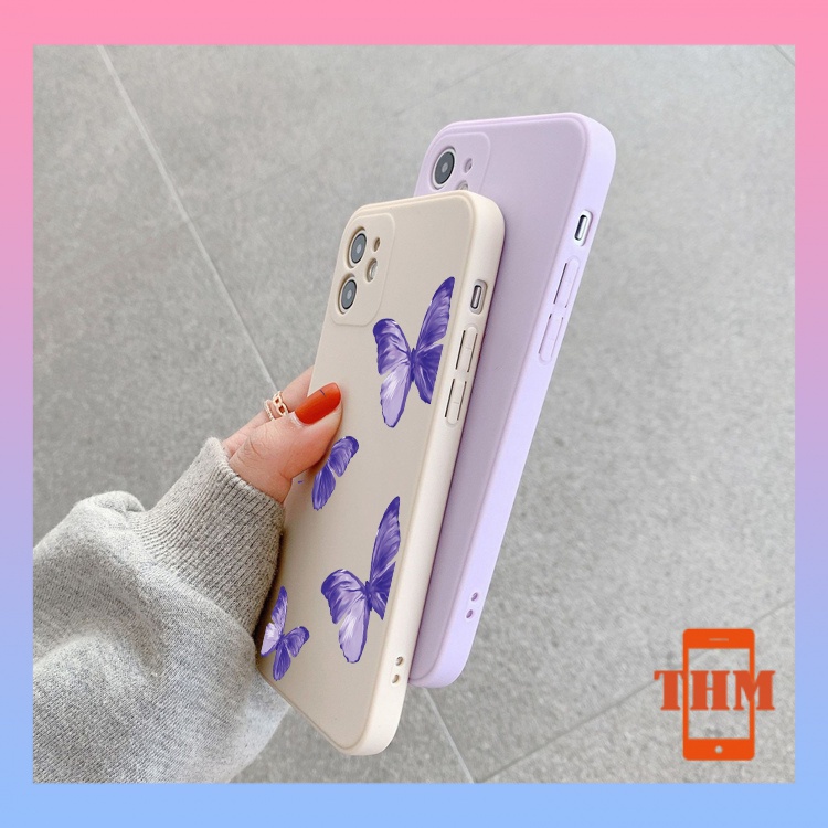 Ốp Điện Thoại Cạnh Vuông Họa Tiết Bướm Tím Cho iphone 6/6plus/6s/6splus/7/7plus/8/8plus/x/xr/xs/11/12/13/pro/max/plus/promax-3069