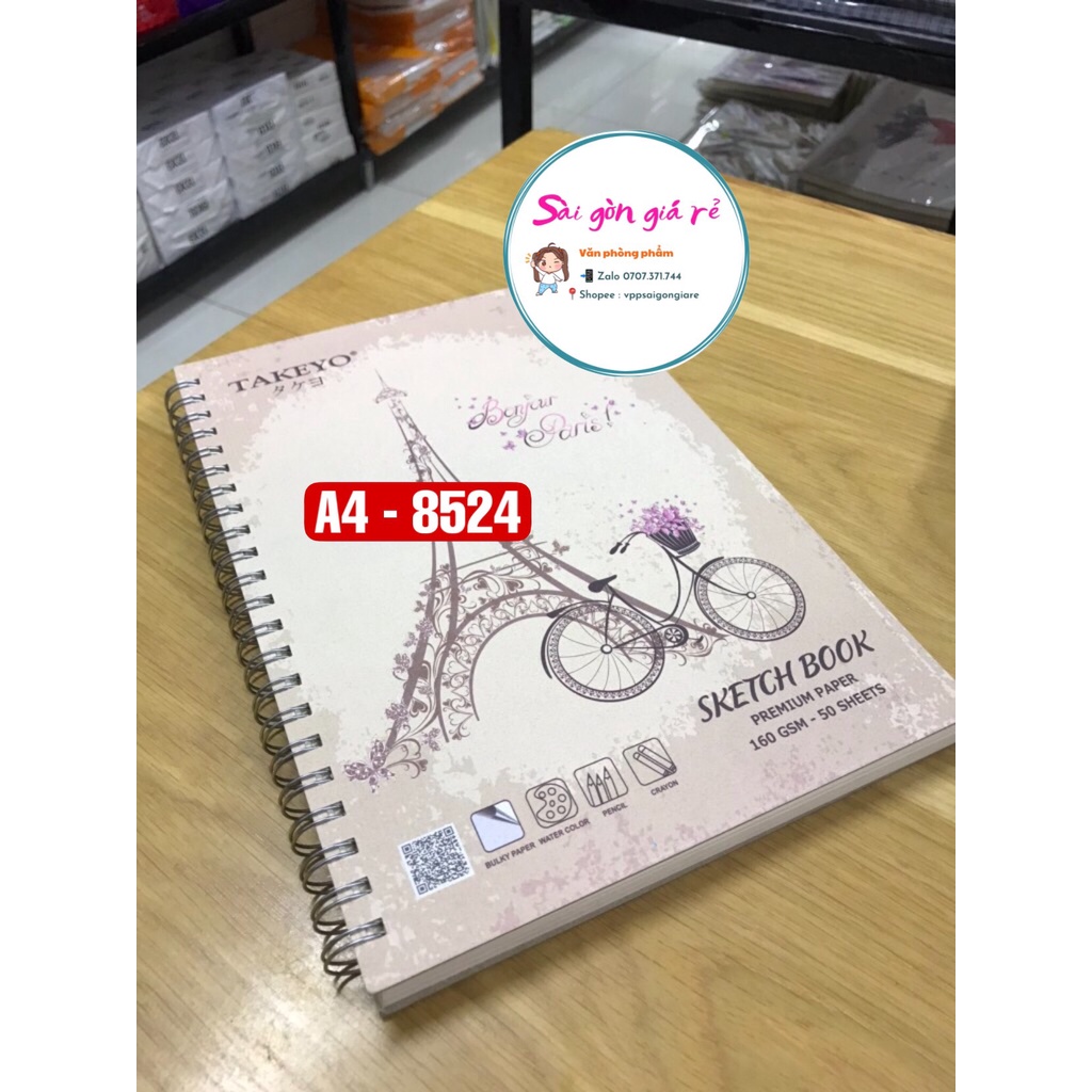 Sổ Lò Xo Vẽ Takeyo A4 (50Tờ - Đl 160Gsm) - 8524