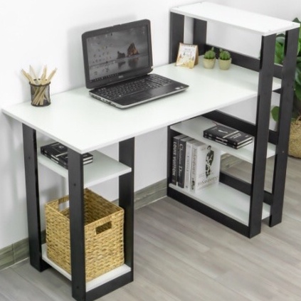 BÀN HỌC SIÊU HOT, Bàn học làm việc kèm kệ sách chữ L
