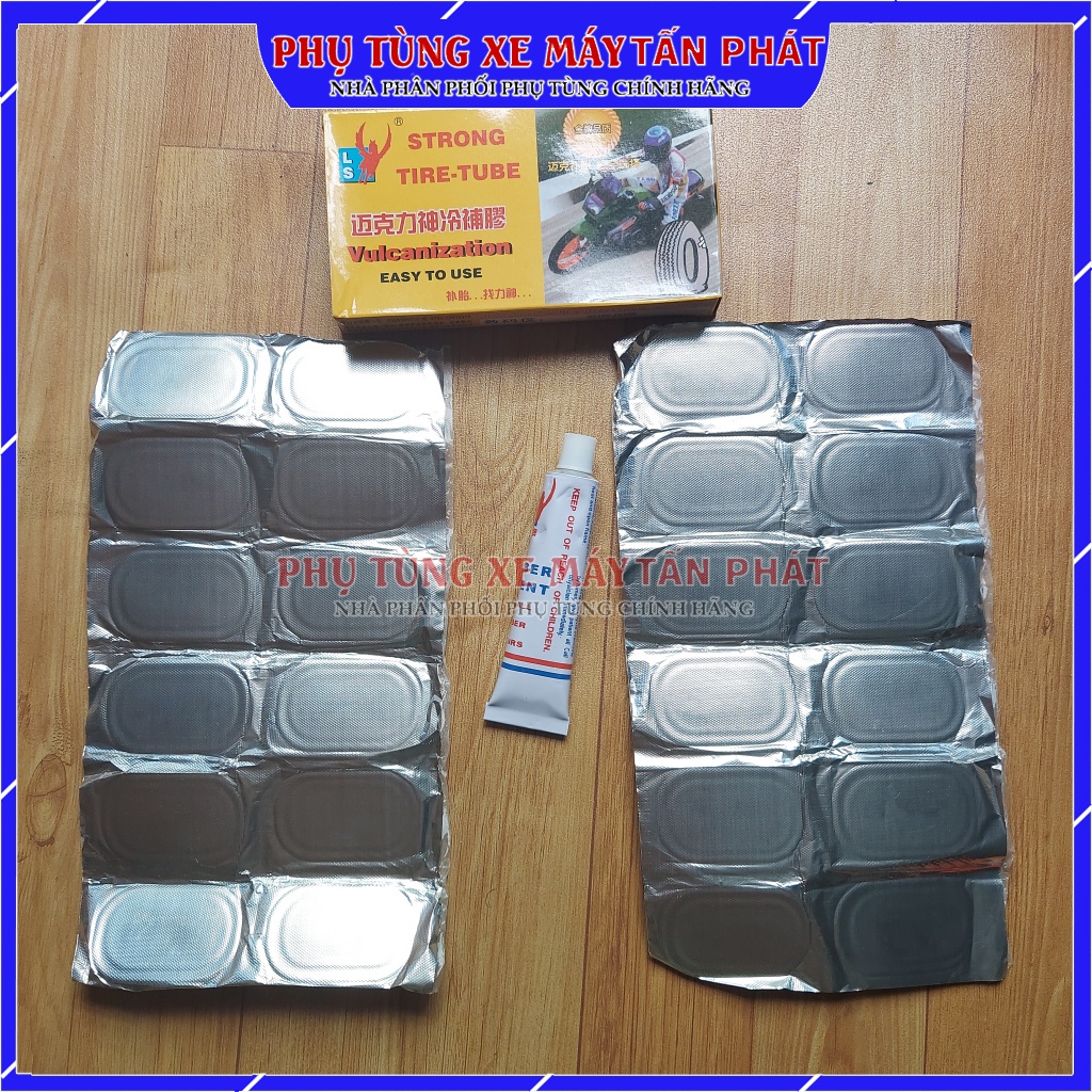 24 Miếng Lớn 50mm + Tuýp Keo Vá Ruột Xe Máy Xe Đạp Hiệu Zhongshan MICHEL Chemical