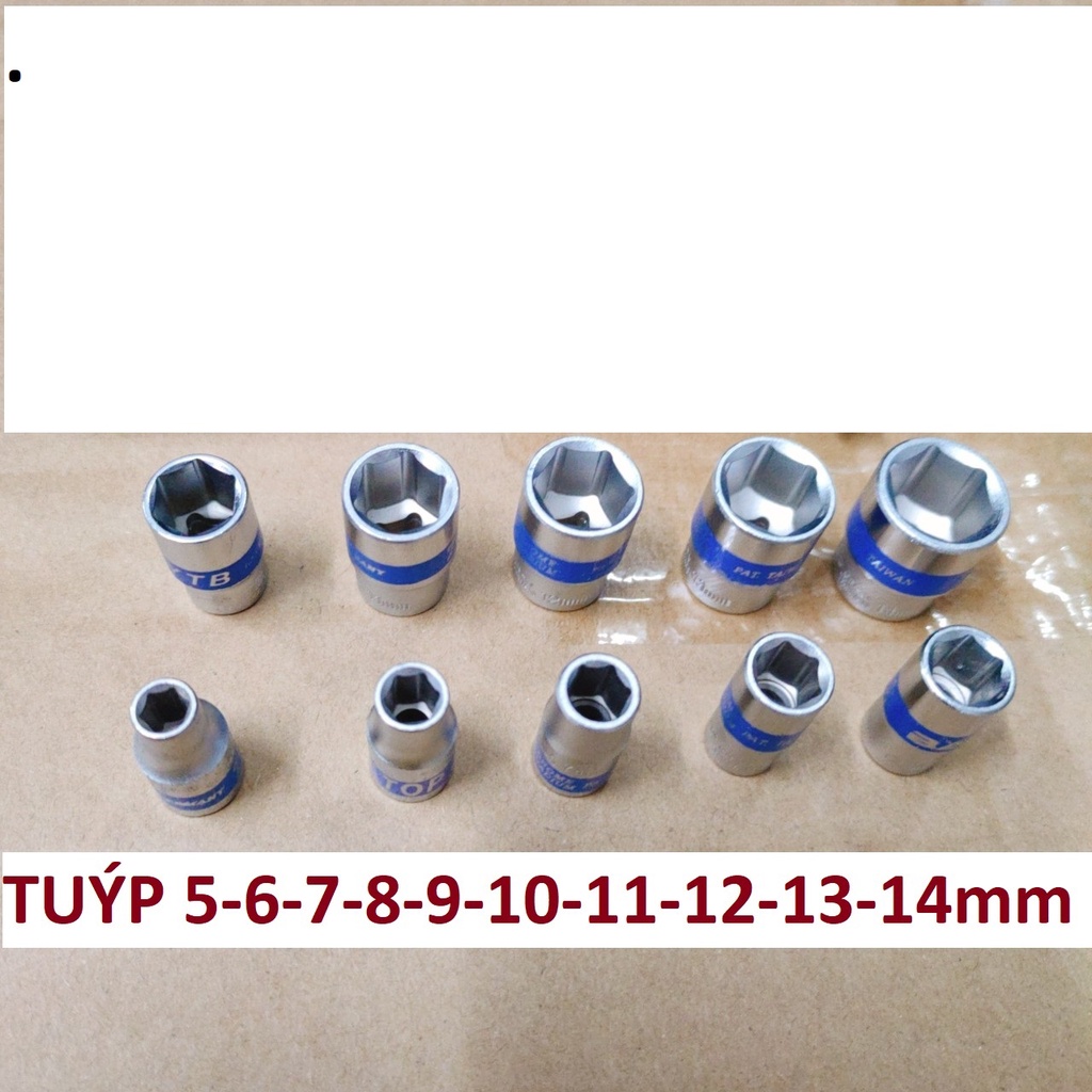 Bộ tuýp 1/4, MADE IN TAIWAN, 10 tuýp ngắn, 1 tay Lắt léo