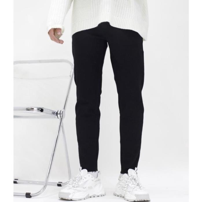 Quần Jean Nam Lb, Vải Jean Denim Co Giãn, Màu ĐenTrơn Lai Tua , Phom Skinny, Chiều Dài Quần 92cm *