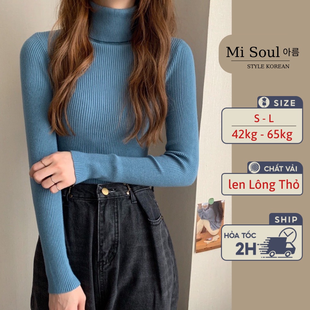 Áo len tăm cổ lọ Misoul áo len cao cổ giữ nhiệt nhiều màu cho nữ