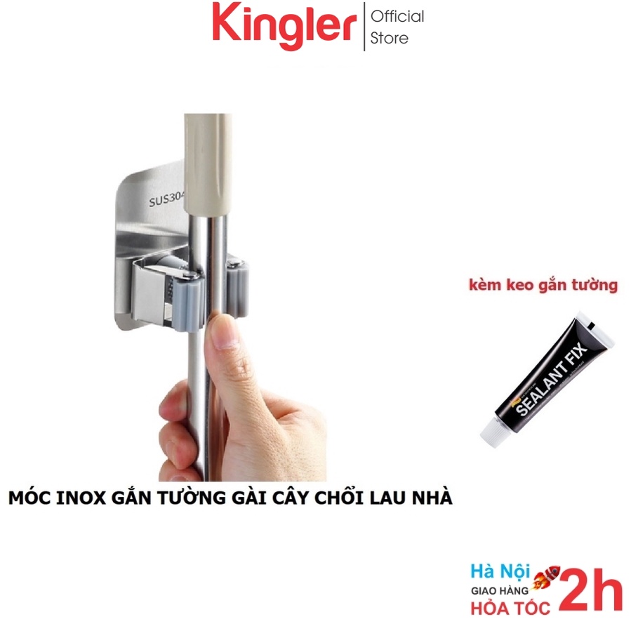 Móc Kẹp Giữ Cây Lau Nhà, Giá Inox Treo Chổi, Cây Lau Nhà Gắn Tường, Gọn Gàng, Chịu Lực Tốt, Gắn Keo. Kingler 4032
