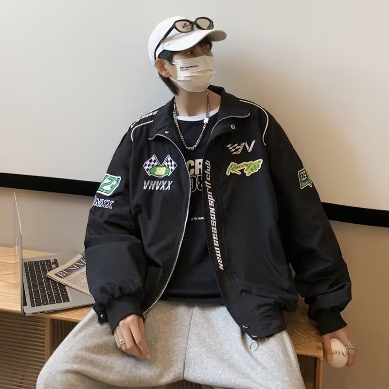 Áo Khoác nam Form Rộng Phong Cách Vintage Hàn Quốc Cho Cặp Đôi áo khoác bomber nữ áo khoác dây kéo áo varsity jacket nam