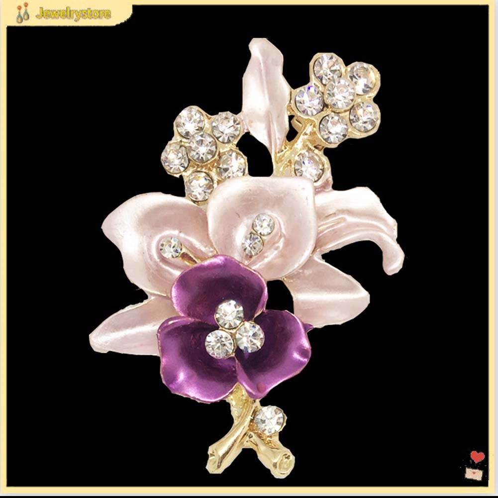 Ghim cài áo hình hoa đính kim cương giả thời trang dành cho nữ