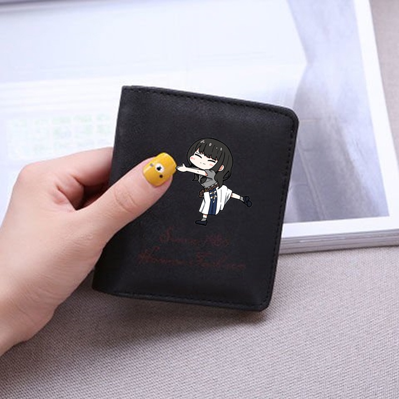 Ví ngắn đen cầm tay in hình LYCORIS RECOIL Quán cà phê bất ổn đựng vật dụng nhỏ tiện lợi anime chibi