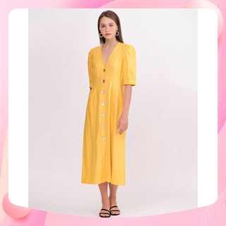 Đầm cài nút nữ YV LE & CO vải Linen màu sắc trẻ trung quyến rũ