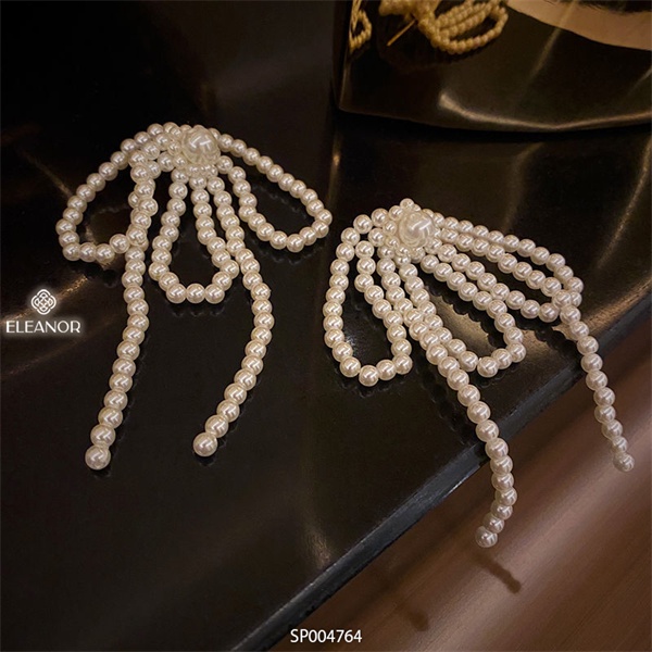 Bông tai nữ ngọc trai nhân tạo Eleanor Accessories chuôi bạc 925 phụ kiện trang sức chuỗi hạt hình nơ