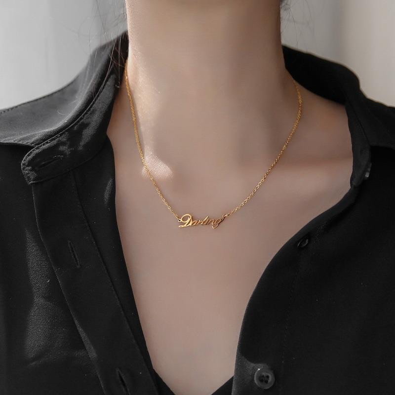 (Titan) N103 Dây chuyền vòng cổ nữ titan không đen darling đẹp Ring House