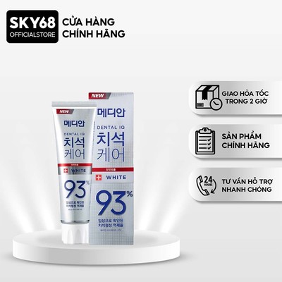 Kem Đánh Răng Giúp Trắng Răng, Giảm Ố Vàng, Sạch Mảng Bám Hương Trà Xanh Median Dental IQ 93% Breath Care 120g - Trắng