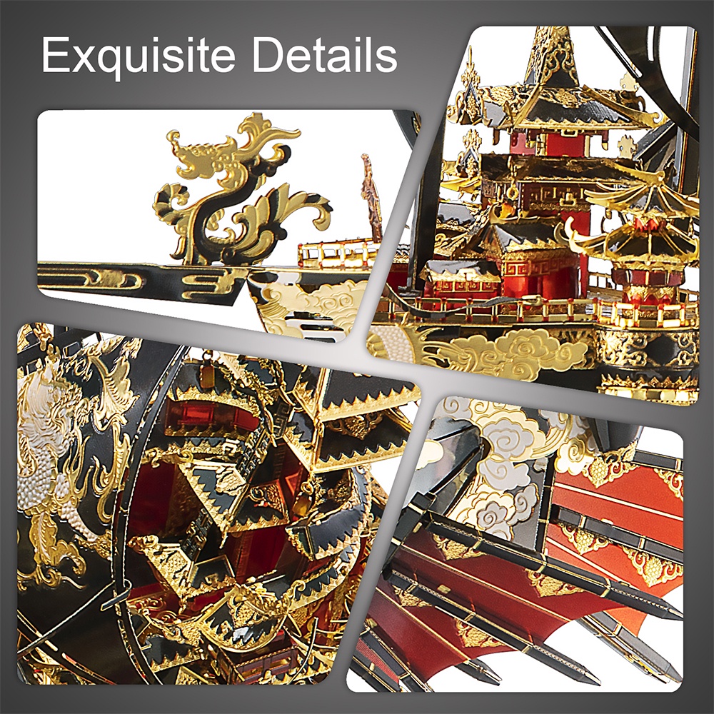 Bộ đồ chơi xếp hình 3D Piececool bằng kim loại hình cối xay gió/ tàu thuyền cho trẻ em DIY