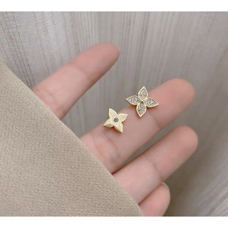 (Chuôi Bạc 925) Bông Tai Khuyên Tai Nữ Hàn Quốc Thiết Kế Đẹp Cỏ 4 Lá Ring House