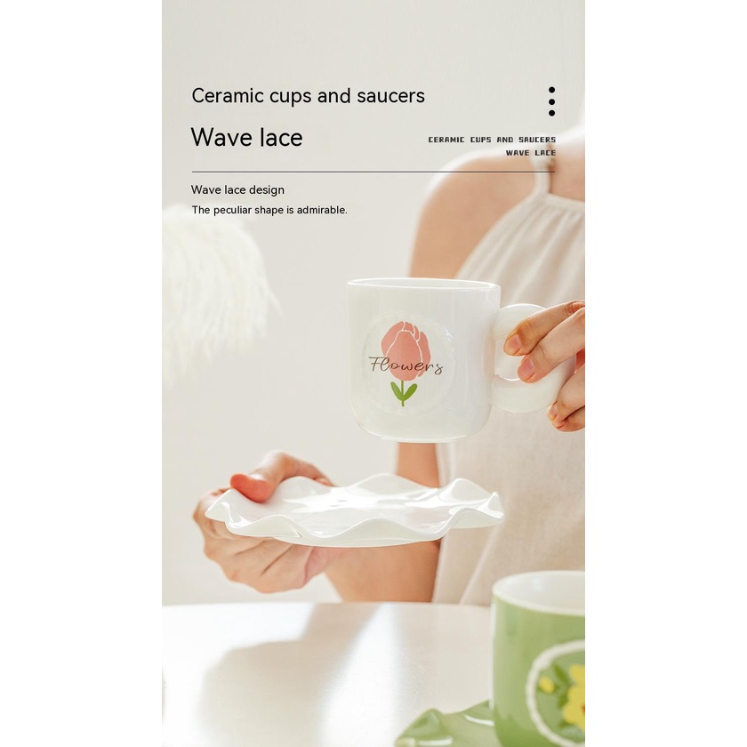 Bộ Cốc Uống Cà Phê / Trà Chiều Hình Hoa Tinh Tế Chất Lượng Cao Cho Gia Đình / Văn Phòng