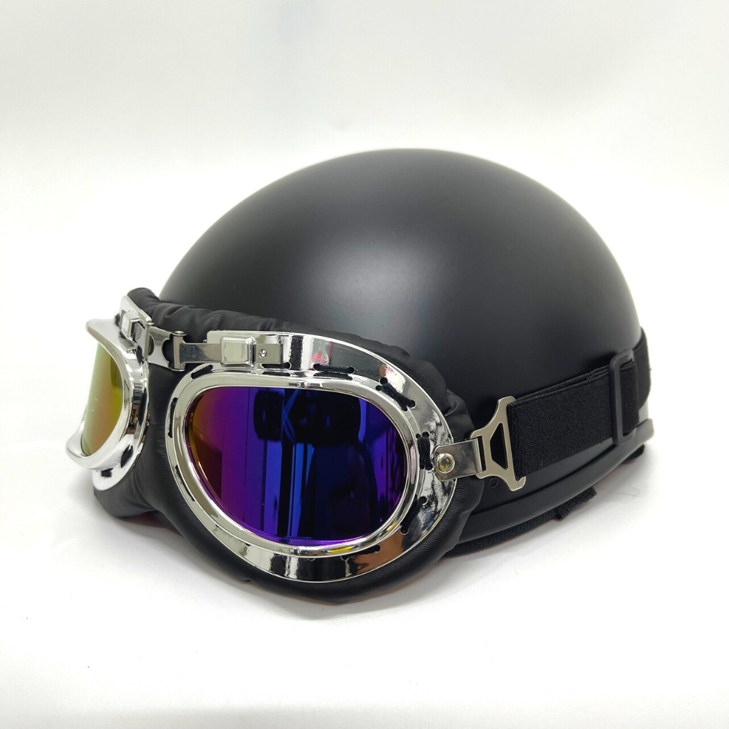 Mũ Bảo Hiểm Nửa Đầu Kèm Kính Phi Công, 16 màu hàng công ty