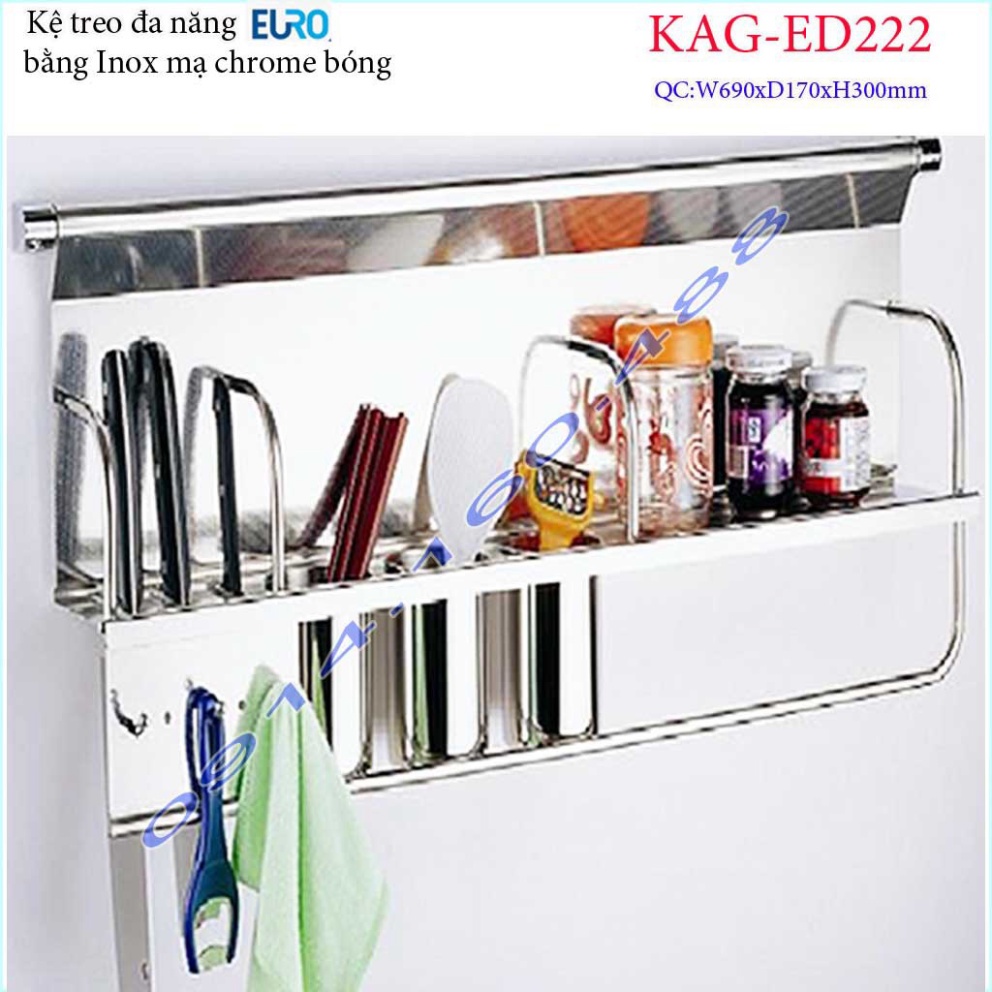 Kệ treo dao ống đũa gia vị KAG-ED222, Kệ treo đồ nhà bếp đa năng 70cm, giá treo đa năng Euro