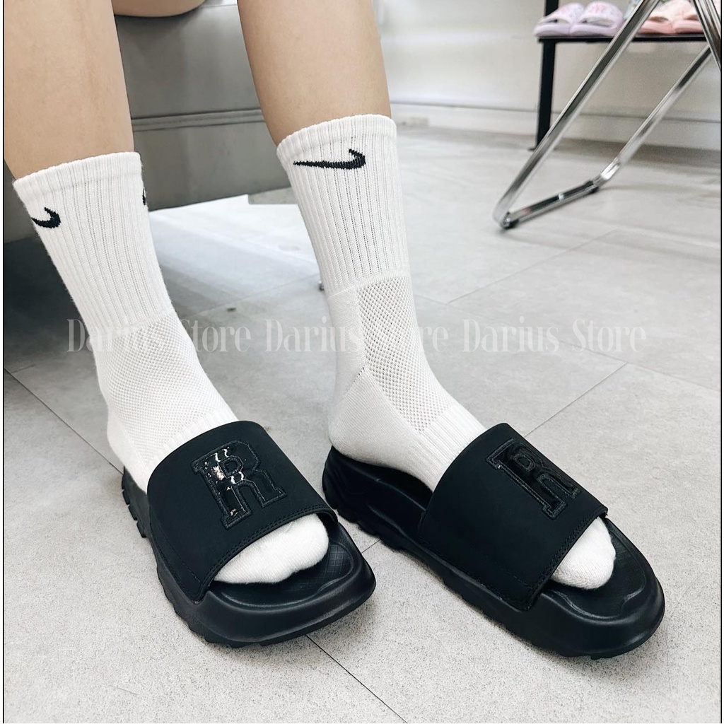 Dép Chữ R nam nữ quai ngang Logo thêu Unisex đế đúc bánh mì cao nhiều màu full tem mác