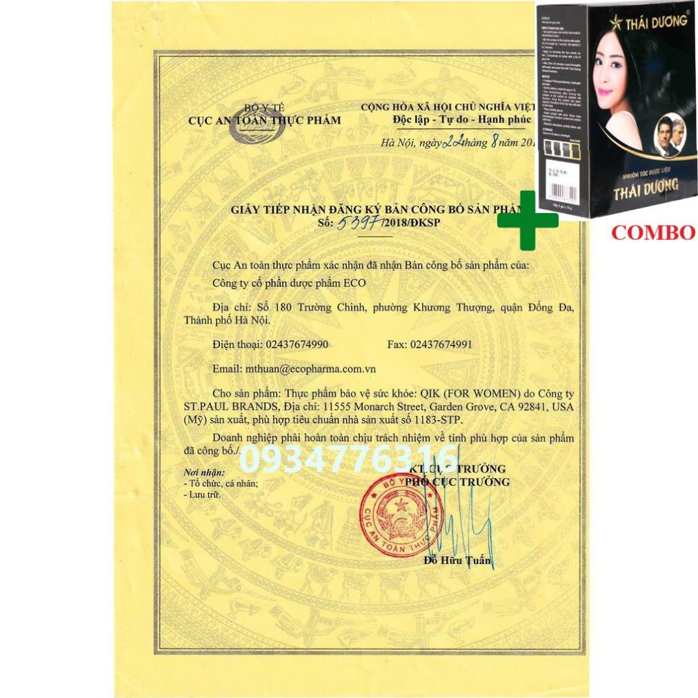 Combo Gội Là Đen Thái Dương+ Viên uống QIK HAIR (cho Nữ) giảm rụng, mọc tóc chắc khỏe (30 viên)