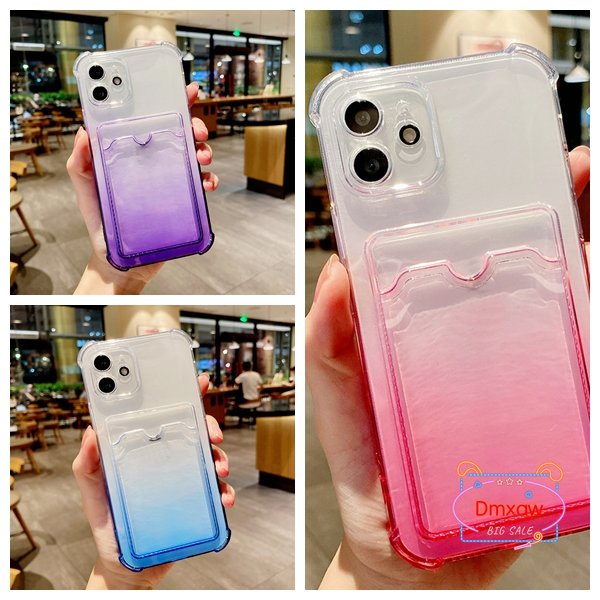 Ốp Điện Thoại Dẻo Màu Gradient Kèm Ngăn Đựng Thẻ Cho Samsung Galaxy A3 Core J2 J5 J7 Grand Prime J4 J6 Plus J4 + J6 + J7 2015 J7 Core