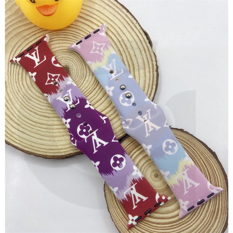 Dây Đeo Bằng Silicone LV Cho Đồng Hồ Thông Minh iWatch7 / 6 / 5 / 4 / 3 / 2 / 1 / SE Generation 38 / 40 / 41 / 42 / 44 / 45