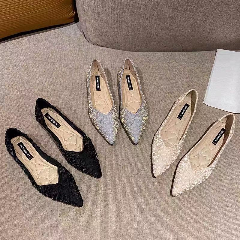 Giày Búp Bê Đế Bằng Mũi Nhọn Size Lớn 41-43 Thời Trang Xuân Thu 2022 Cho Nữ