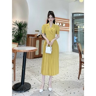Sét vest chân váy xếp li cao cấp