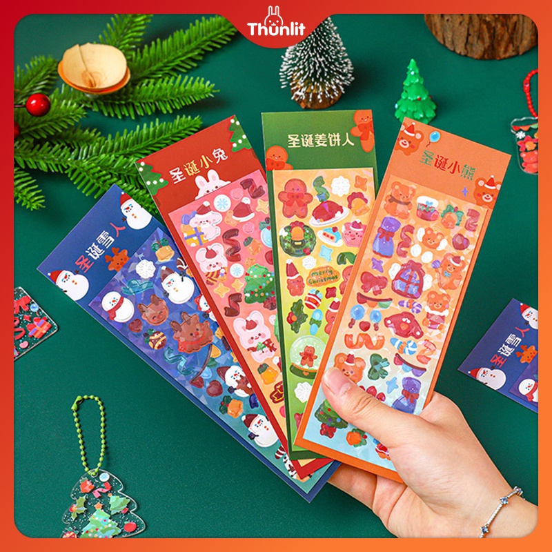 Nhãn dán Trang trí Giáng sinh Thunlit Phim hoạt hình dễ thương