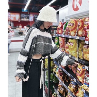 ÁO LEN SỌC CROPTOP (KÈM VIDEO HÌNH THẬT)