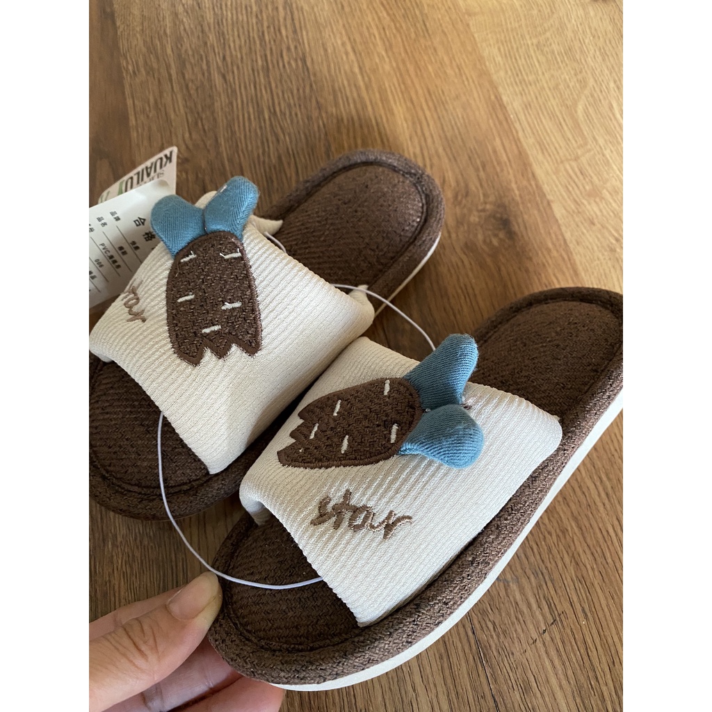 Dép đi trong nhà vải lanh thời trang cho bé dài chân 18cm