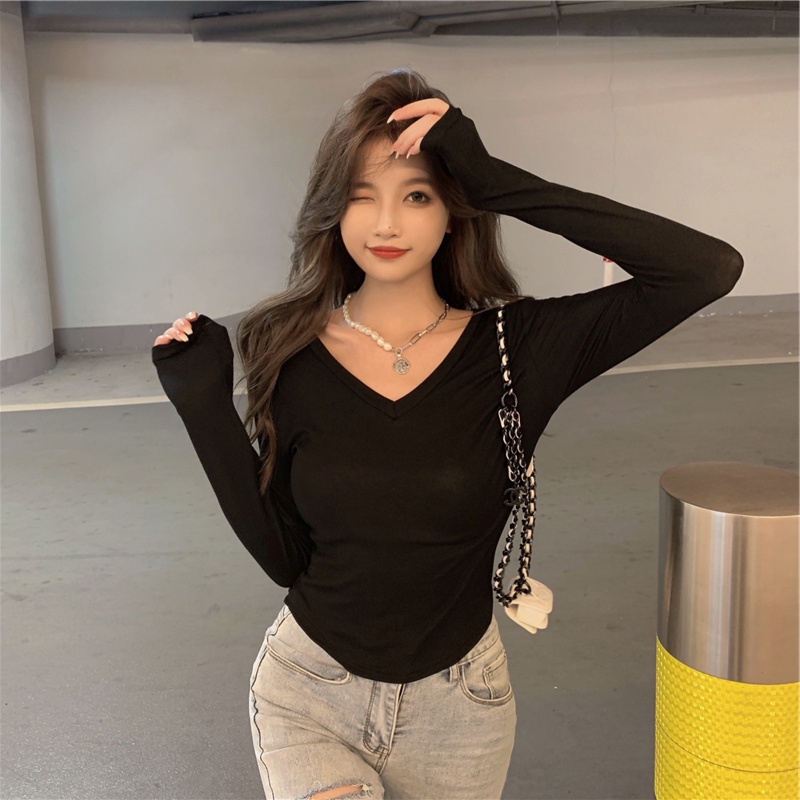 NRVP Áo Thun Nữ Dài Tay Dáng Rộng Thời Trang Hàn Quốc