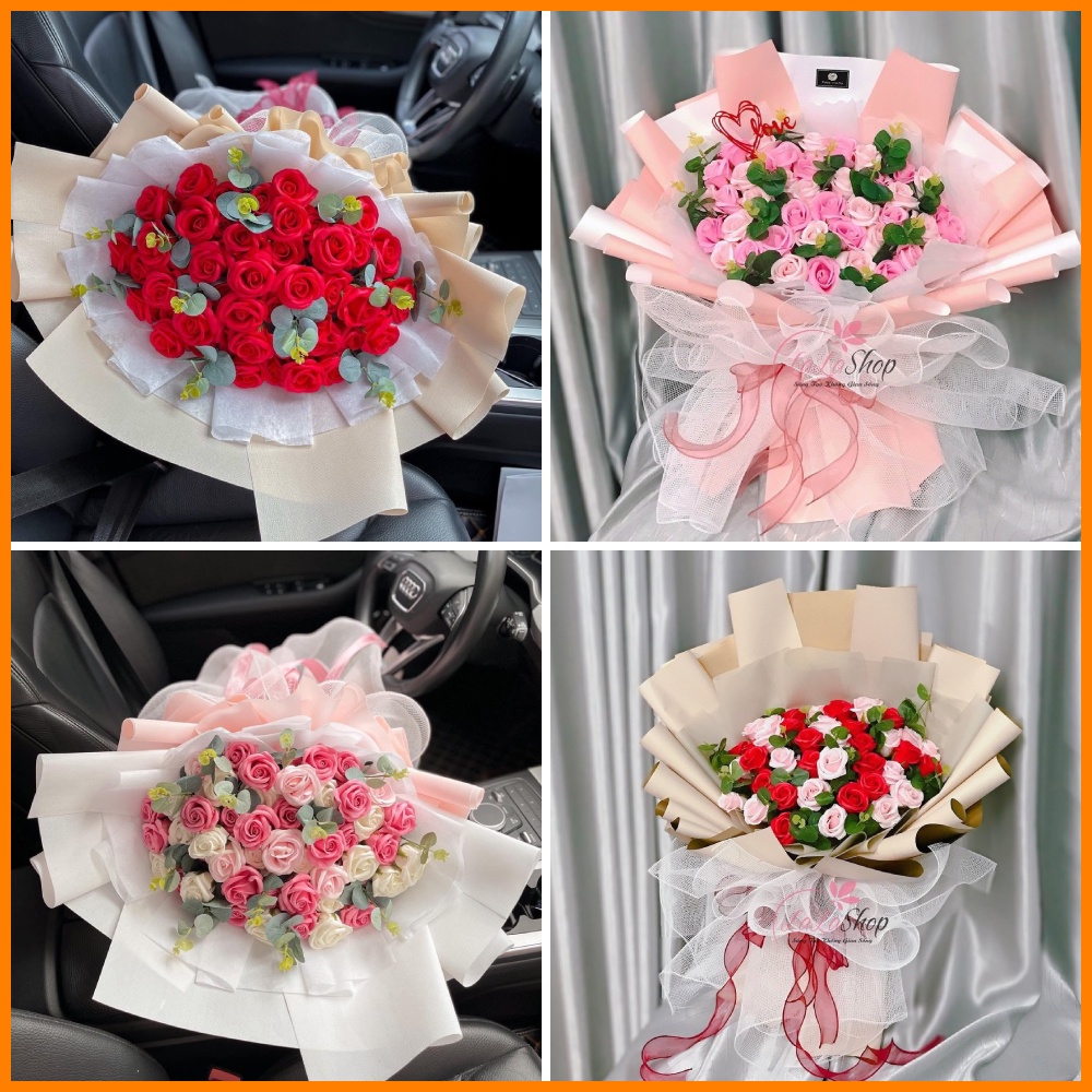 Bó 40-50 hoa hồng sáp thơm tặng bạn gái 20/10, mừng khai trương đẹp - Quà tặng làm kỉ niệm ý nghĩa