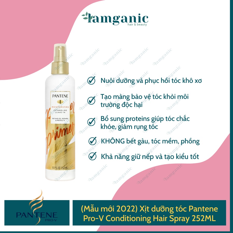 Xịt dưỡng tóc Pantene Pro-V Conditioning Hair Spray Detangler 252ML phục hồi tóc hư tổn