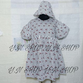 A56 Váy Kèm Mũ Đầm Babydoll Cherry Tay Phồng Dáng Xoè Siêu Dễ Thương