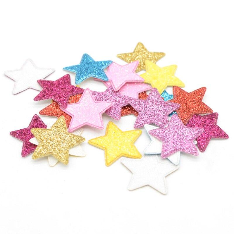 Set 80 Miếng Dán 25mm Hình Ngôi Sao Bằng Da Lấp Lánh Dùng Trang Trí Quần Áo / Giày / Nơ DIY