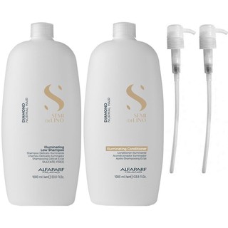 Dầu gội xả Diamond chăm sóc tóc bóng mượt Semi Dilinoo Illuminating Low Alfaparf 1000mlx2 HÀNG CHÍNH HÃNG