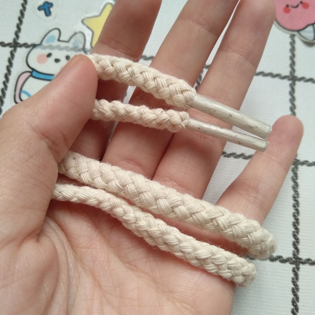 5-6mm 155- 160cm Dây giày tròn màu kem be nhạt sneaker Dunk sợi thừng chất liệu sợi bông cotton custom